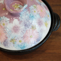 Setoware Flower Donabe Claypot - Purple