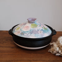 Setoware Flower Donabe Claypot - Rose Garden