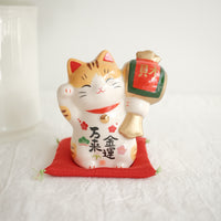 薬師窯 Maneki Neko Lucky Cat Ornament - Fortune Mallet