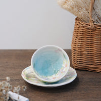 Seto Ware Flower Coffee Cup With Saucer