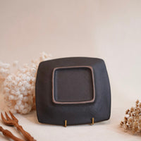 Kei Mitsumochi ミツ持啓 17cm Square Plate - Black Flower KM25