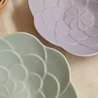 Mashiko Pottery Yoshizawa Mint Green Flower Plate