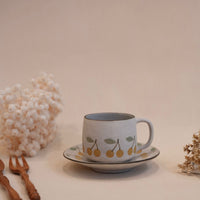 Kei Mitsumochi ミツ持啓 Cherry Mug with Saucer - Yellow  KM12