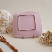 Kei Mitsumochi ミツ持啓 17cm Square Plate - Pink Flower KM28
