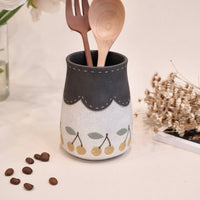 Kei Mitsumochi ミツ持啓 Yellow Cherry with Black Rim Vase KM80