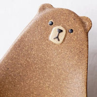 Mashiko Pottery Yoshizawa Brown Bear Plate
