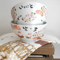 夕立窯 Fully Handmade Ramen Bowl - Sakura & Rabbit