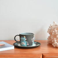 Akemi Nakamura 中村明美 Animal Mug with Saucer AN09