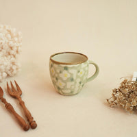 Makiko Sato 佐藤牧子- Green Mixed Pattern Round Mug MS11