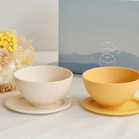 SAKUZAN Sara Gift B Set (2 Rice Bowls & 2 Small Oval Plates) - Cream x Yellow