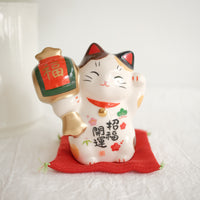 薬師窯 Maneki Neko Lucky Cat Ornament - Fortune Mallet