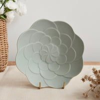 Mashiko Pottery Yoshizawa Mint Green Flower Plate
