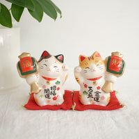 薬師窯 Maneki Neko Lucky Cat Ornament - Fortune Mallet