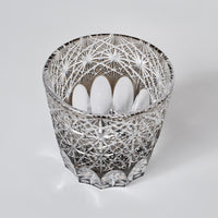 Edo Kiriko Whisky Glass Rock Glass "Large Chrysanthemum" Black by Junichi Nabetani, Master of traditional crafts