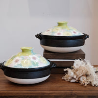 Setoware Flower Donabe Claypot - Green