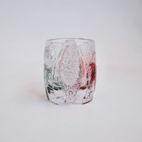 Edo Kiriko Whisky Glass Rock Glass "Buttfly with Flower" Green/Red by Junichi Nabetani, Master of traditional crafts