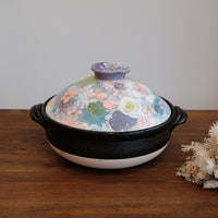 Setoware Flower Donabe Claypot - Rose Garden