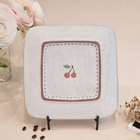 Kei Mitsumochi ミツ持啓 Square Plate - Checked Pattern Red Cherry KM18