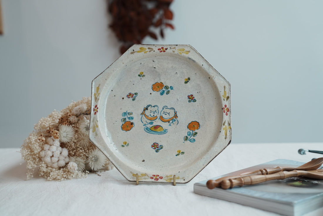 TATA Pottery Studio 田中大輝 & 田边桂- Slip Octagon Plate TP06 #2