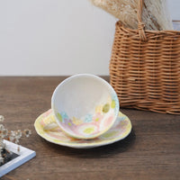 Seto Ware Flower Coffee Cup With Saucer