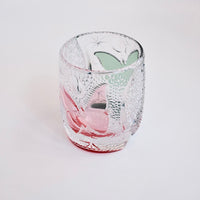 Edo Kiriko Whisky Glass Rock Glass "Butterfly" Green/Red by Junichi Nabetani, Master of traditional crafts