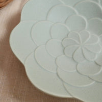 Mashiko Pottery Yoshizawa Mint Green Flower Plate