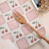 Kei Mitsumochi ミツ持啓 Square Plate - Checked Pattern Red Cherry KM18