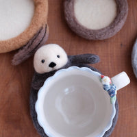 Aya and Yoshiko Wool Felt Animal Coaster - Otter YS08