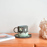 Akemi Nakamura 中村明美 Flower Straight Mug with Saucer AN08