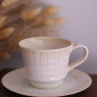 Seto Ware Running Glaze Coffee Cup and Saucer Set