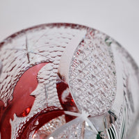 Edo Kiriko Whisky Glass Rock Glass "Buttfly with Flower" Green/Red by Junichi Nabetani, Master of traditional crafts