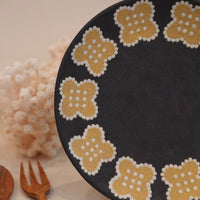 Kei Mitsumochi ミツ持啓 Yellow Flower Rim Large Round Plate  KM35