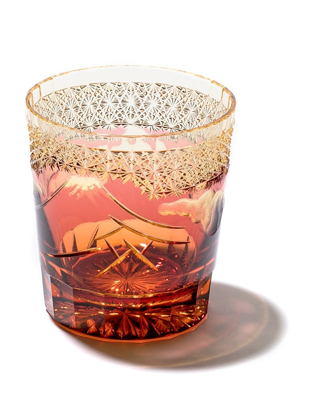 Harisho Yamada Glass - 山下白雨 Whiskey Crystal Glass- Red