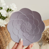 Mashiko Pottery Yoshizawa Purple Flower Plate