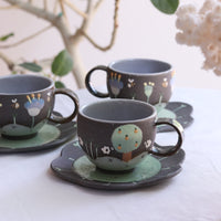 Akemi Nakamura 中村明美 Flower Round Mug with Saucer AN05