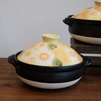 Setoware Flower Donabe Claypot - Yellow
