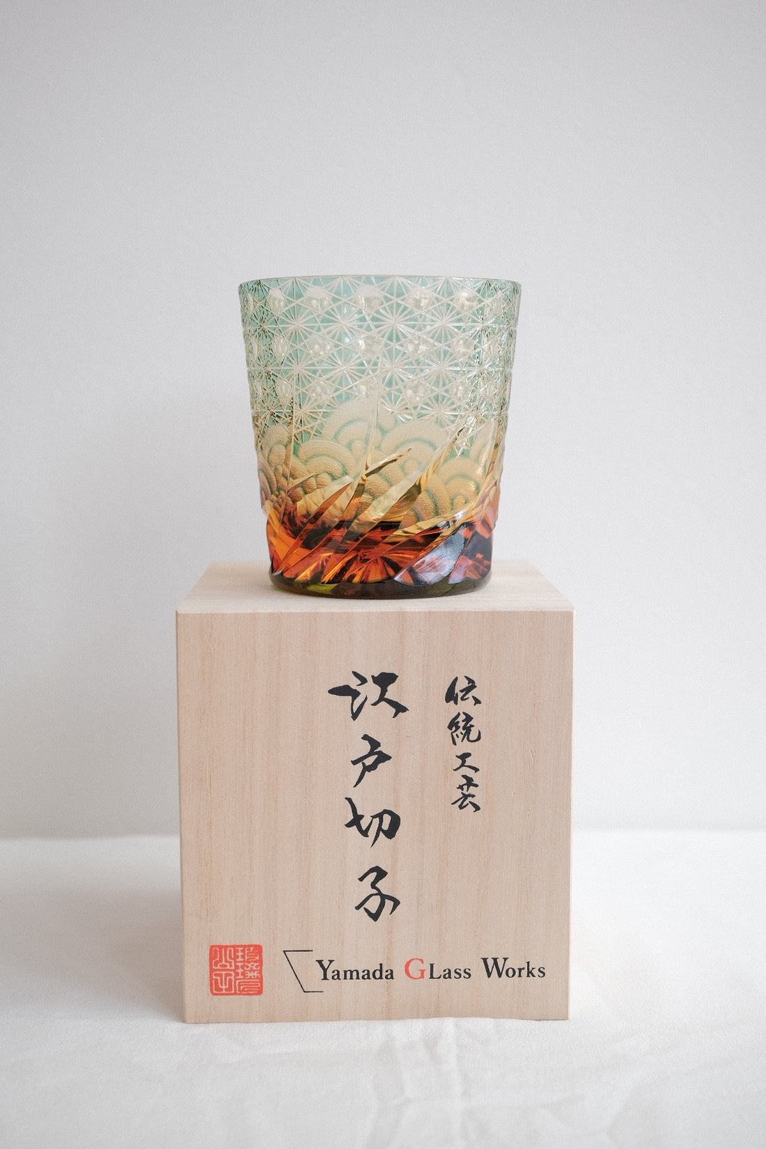Harisho Yamada Glass - 漣-sazanami Whiskey Crystal Glass - Green