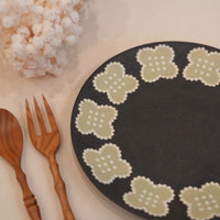 Kei Mitsumochi ミツ持啓 Green Flower Rim Large Round Plate  KM38