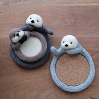 Aya and Yoshiko Wool Felt Animal Coaster - Otter YS08