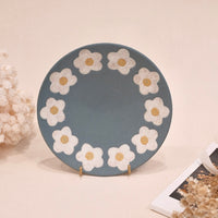 Kei Mitsumochi ミツ持啓 Flower Rim Lake Blue Round Plate-Small  KM42