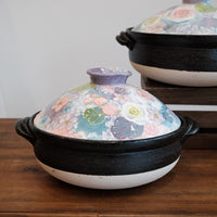 Setoware Flower Donabe Claypot - Rose Garden