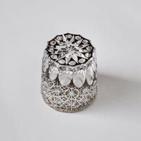 Edo Kiriko Whisky Glass Rock Glass "Large Chrysanthemum" Black by Junichi Nabetani, Master of traditional crafts
