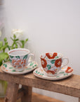 Seto Ware Flower Coffee Mug and Saucer Set