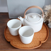 SALIU SYO Teapot Set 420ml - 3 Piece Gift Set (Teapot, Tea Cup) White