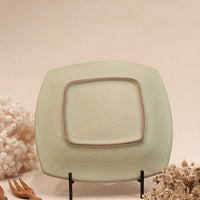 Kei Mitsumochi ミツ持啓 24cm Square Plate - Green Flower KM24