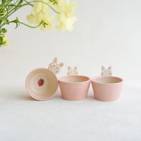 Fumiko Kondo 近藤布美子 - Pink Rabbit Dipping Dish with Handle FK27