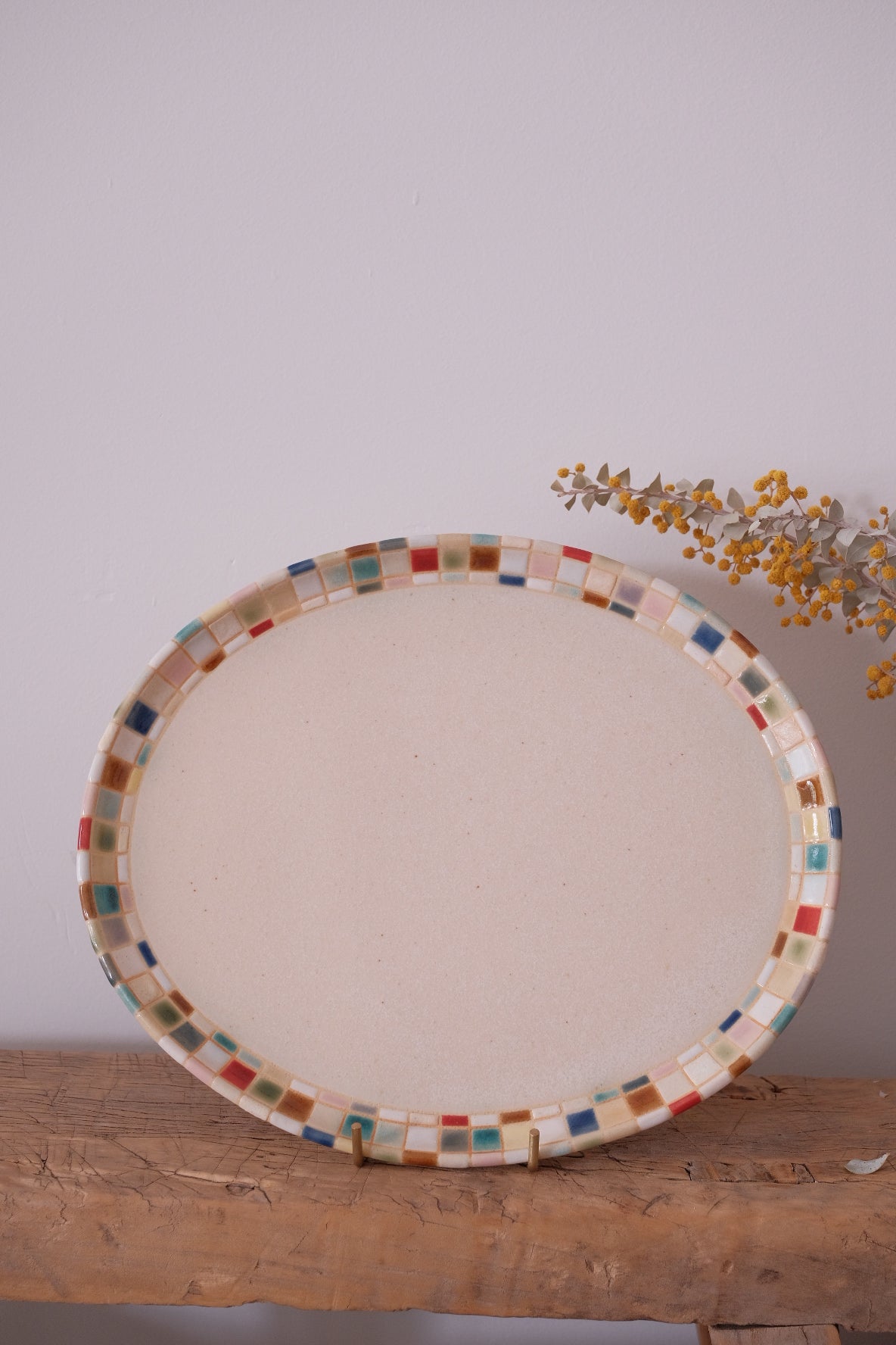 Makiko Furukawa 古川真紀子 Mosaic Oval Plate Large Yochi Cups