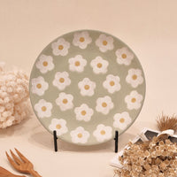 Kei Mitsumochi ミツ持啓 Green Flower Pattern Round Plate  KM46