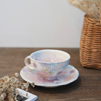Seto Ware Flower Coffee Cup With Saucer