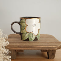Cool Banana Black Pottery with Gold Detailing Mug - Flower